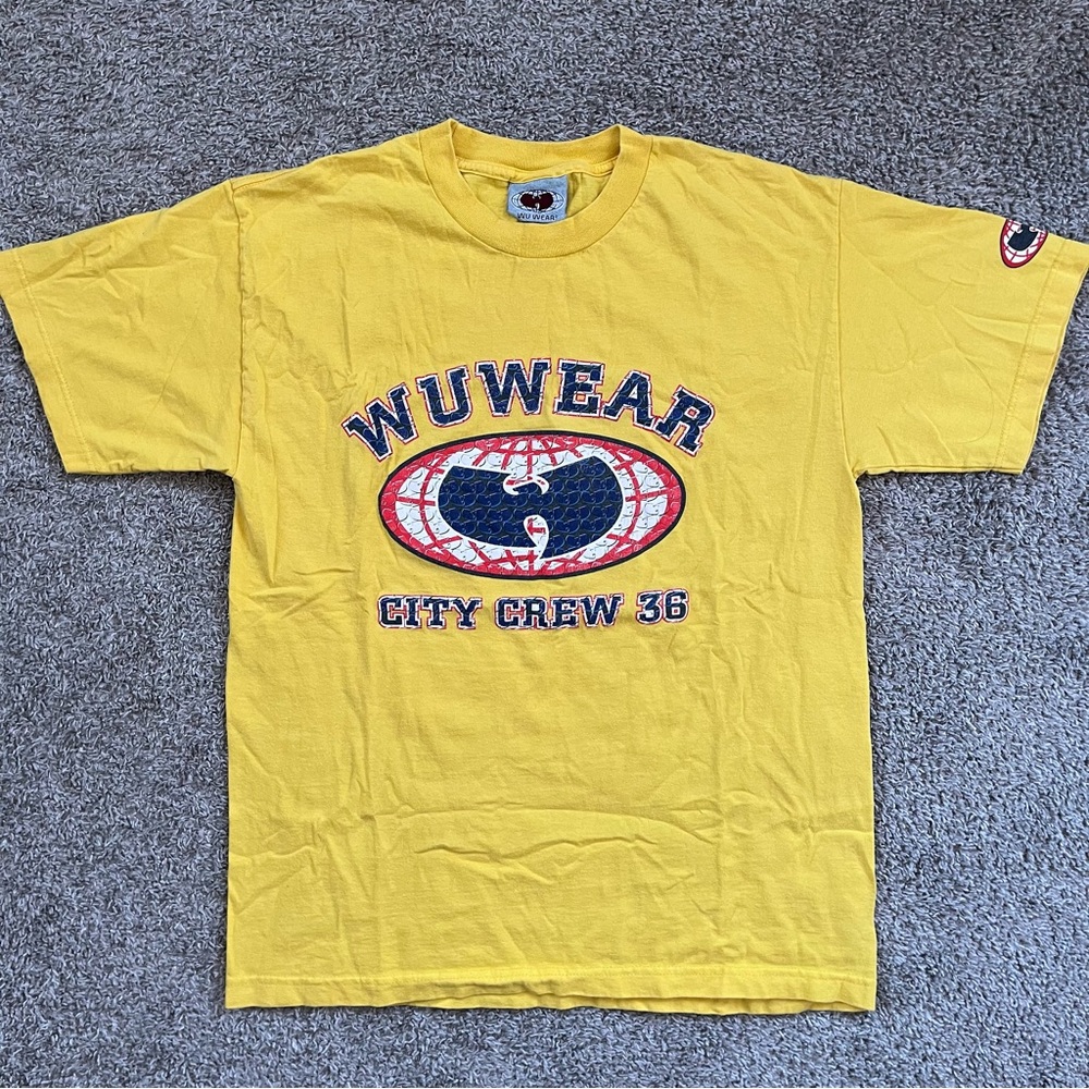 🔴Wu-Wear Yellow Shirt Size Large Wu-Tang Vintage 90’s Rare Gza Rza Raekwon